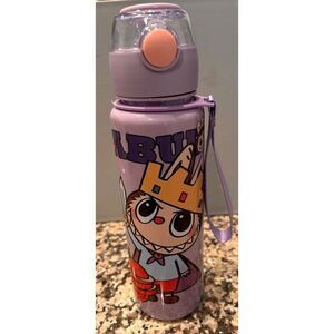 Lab. ubu Cartoon Kids Water Bottle with Flip-Top Lid & Wrist Strap – purple